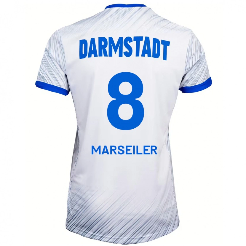 Danxen Heren Luca Marseiler #8 Wit Blauw Uitshirt Uittenue 2024/25 T-Shirt