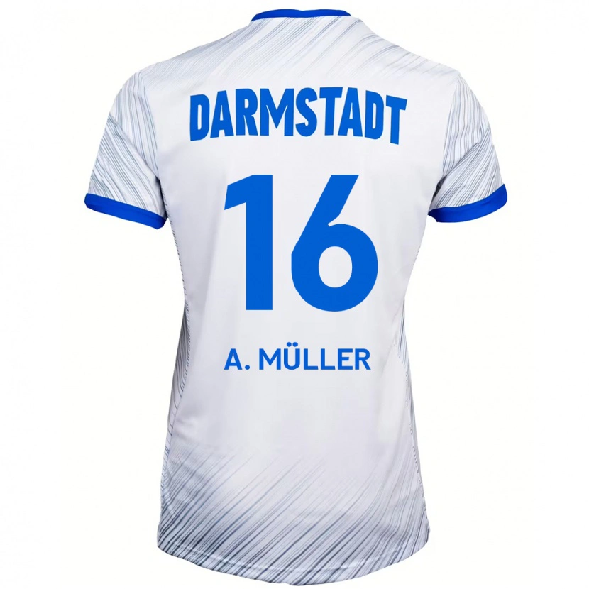 Danxen Heren Andreas Müller #16 Wit Blauw Uitshirt Uittenue 2024/25 T-Shirt