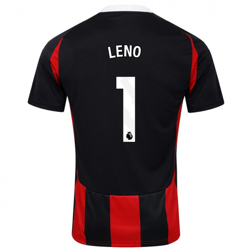 Danxen Heren Bernd Leno #1 Zwart Rood Uitshirt Uittenue 2024/25 T-Shirt