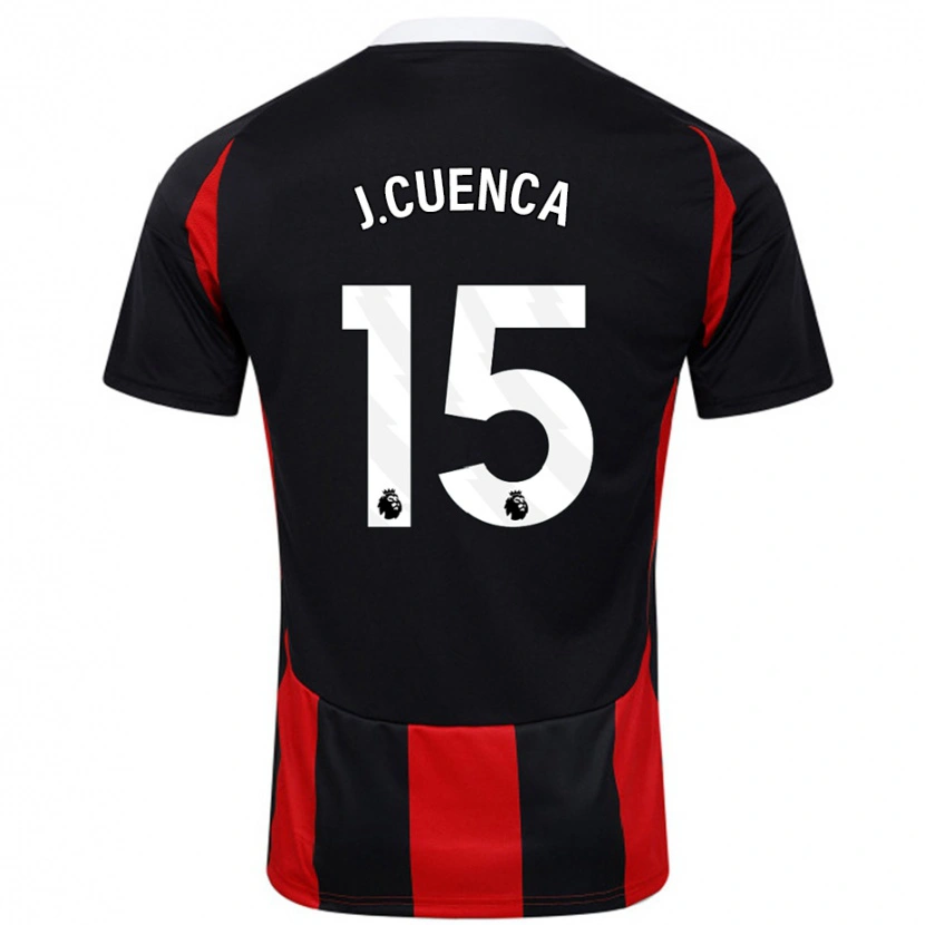 Danxen Heren Jorge Cuenca #15 Zwart Rood Uitshirt Uittenue 2024/25 T-Shirt