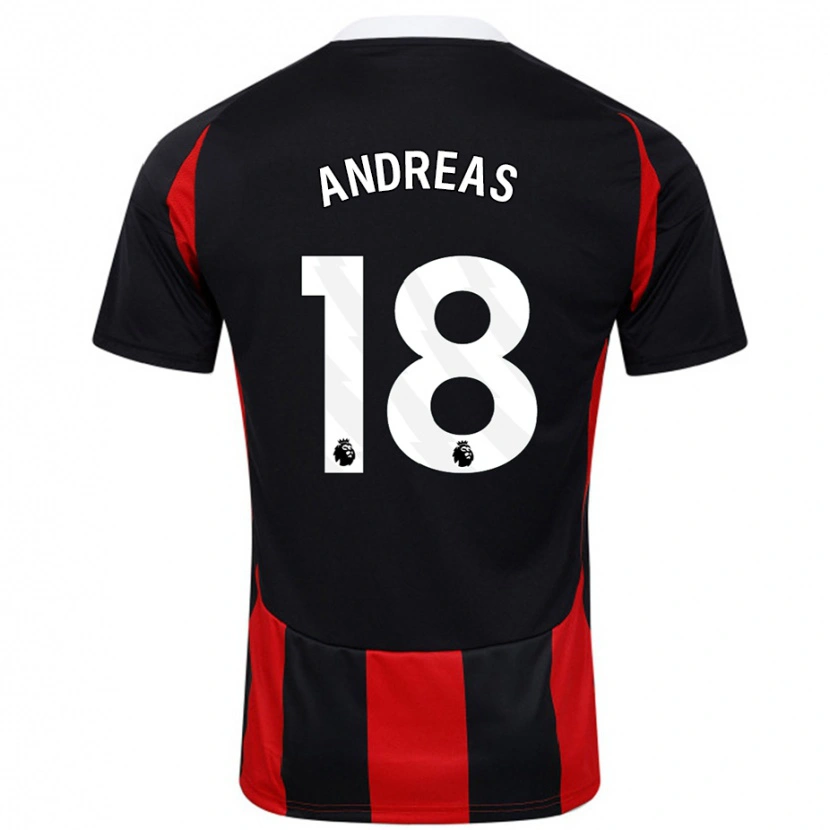 Danxen Heren Andreas Pereira #18 Zwart Rood Uitshirt Uittenue 2024/25 T-Shirt