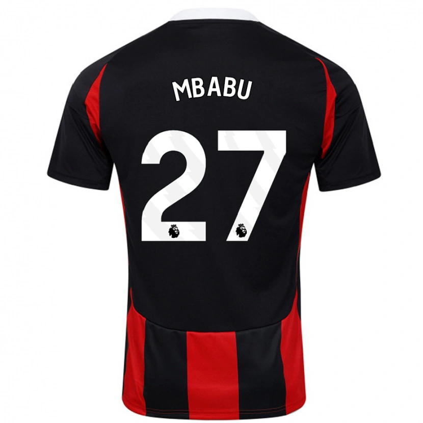 Danxen Heren Kevin Mbabu #27 Zwart Rood Uitshirt Uittenue 2024/25 T-Shirt