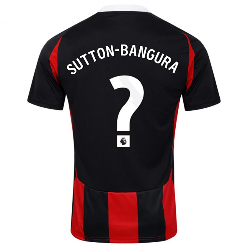 Danxen Heren William Sutton-Bangura #0 Zwart Rood Uitshirt Uittenue 2024/25 T-Shirt