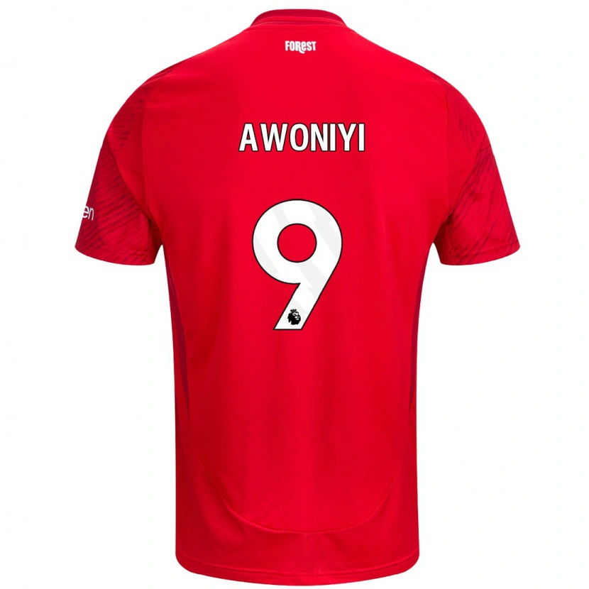 Danxen Dames Taiwo Awoniyi #9 Rood Wit Thuisshirt Thuistenue 2024/25 T-Shirt