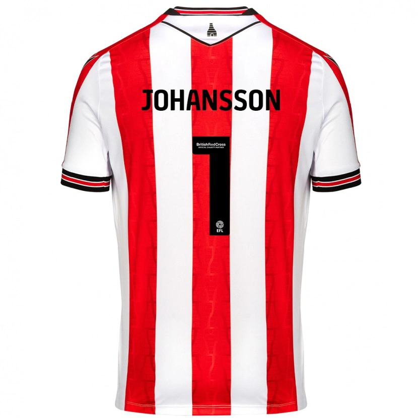Danxen Dames Viktor Johansson #1 Rood Wit Thuisshirt Thuistenue 2024/25 T-Shirt