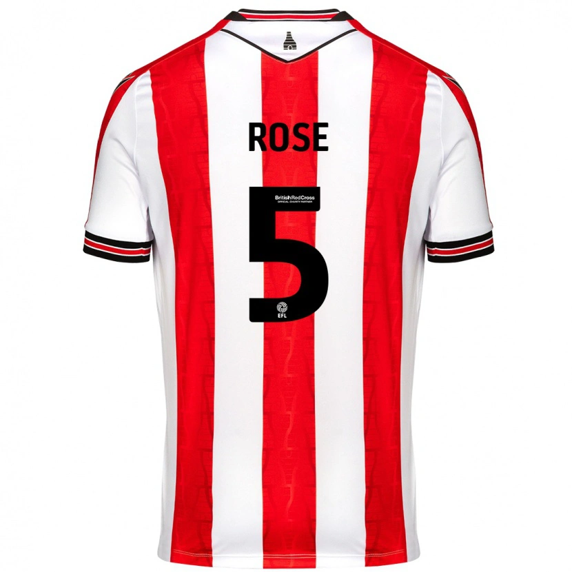 Danxen Dames Michael Rose #5 Rood Wit Thuisshirt Thuistenue 2024/25 T-Shirt