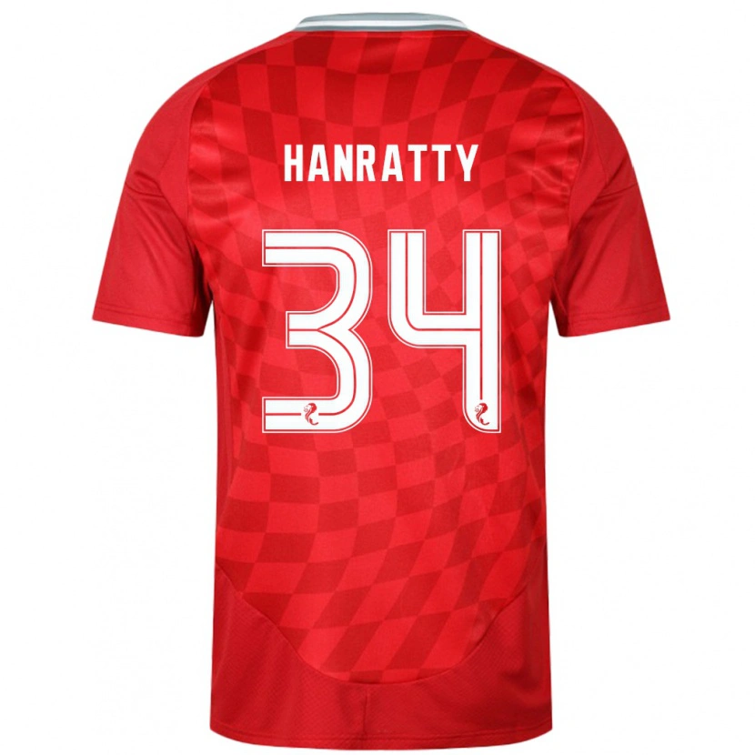 Danxen Dames Kevin Hanratty #34 Rood Thuisshirt Thuistenue 2024/25 T-Shirt