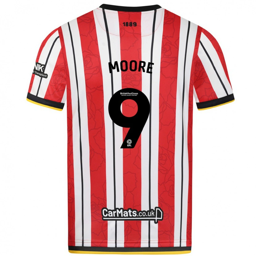 Danxen Dames Kieffer Moore #9 Rood Witte Strepen Thuisshirt Thuistenue 2024/25 T-Shirt