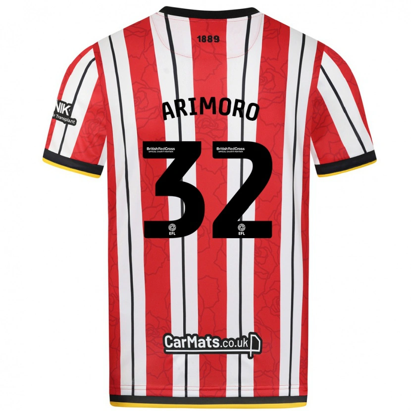 Danxen Dames Juliet Adebowale-Arimoro #32 Rood Witte Strepen Thuisshirt Thuistenue 2024/25 T-Shirt