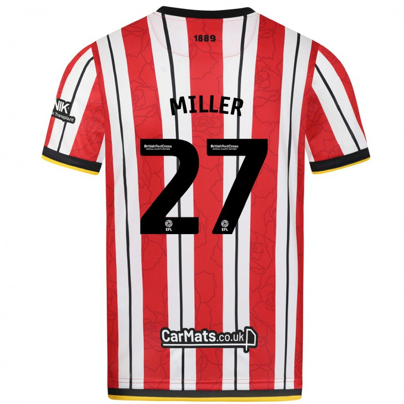 Danxen Dames Lara Miller #27 Rood Witte Strepen Thuisshirt Thuistenue 2024/25 T-Shirt