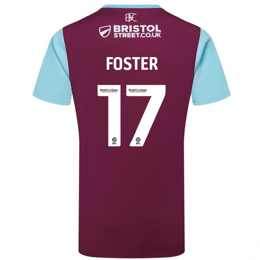 Danxen Dames Lyle Foster #17 Bordeauxrood Hemelsblauw Thuisshirt Thuistenue 2024/25 T-Shirt