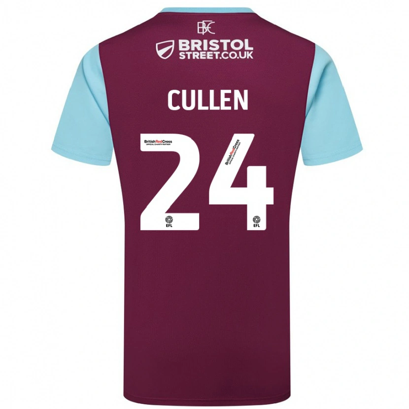 Danxen Dames Josh Cullen #24 Bordeauxrood Hemelsblauw Thuisshirt Thuistenue 2024/25 T-Shirt