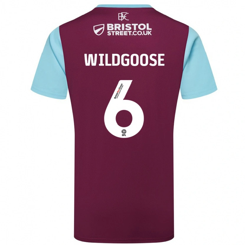 Danxen Dames Mikayla Wildgoose #6 Bordeauxrood Hemelsblauw Thuisshirt Thuistenue 2024/25 T-Shirt