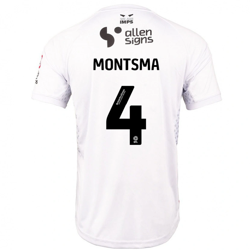 Danxen Dames Lewis Montsma #4 Rood Wit Uitshirt Uittenue 2024/25 T-Shirt