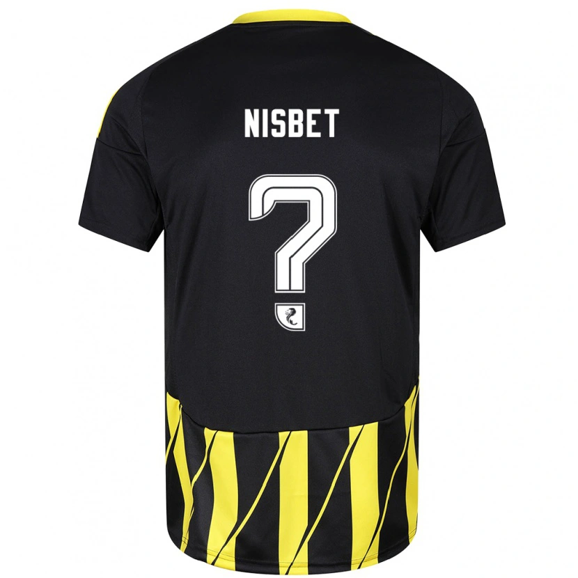 Danxen Dames Kevin Nisbet #0 Zwart Geel Uitshirt Uittenue 2024/25 T-Shirt