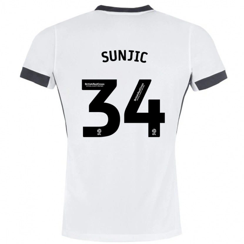 Danxen Dames Ivan Sunjic #34 Wit Zwart Uitshirt Uittenue 2024/25 T-Shirt