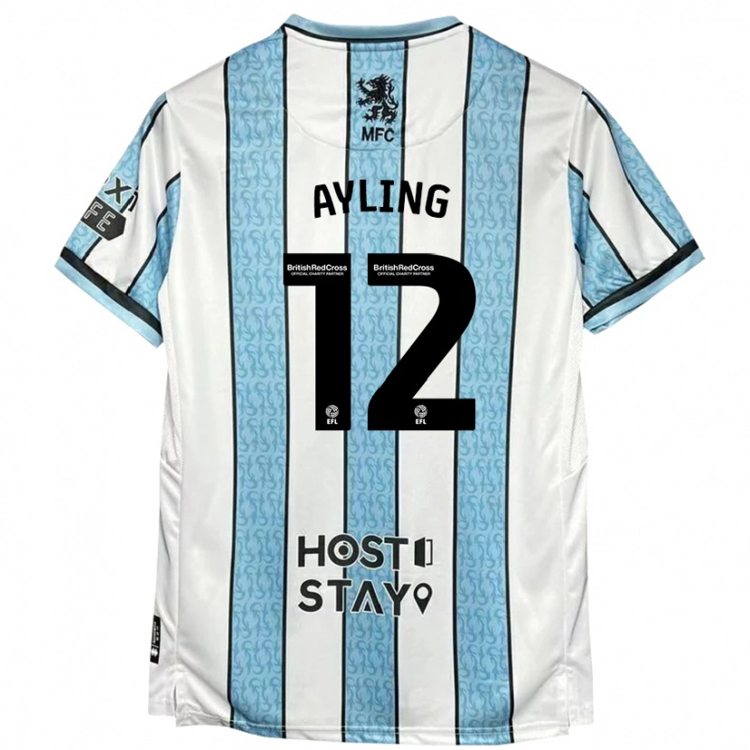 Danxen Dames Luke Ayling #12 Witblauw Uitshirt Uittenue 2024/25 T-Shirt
