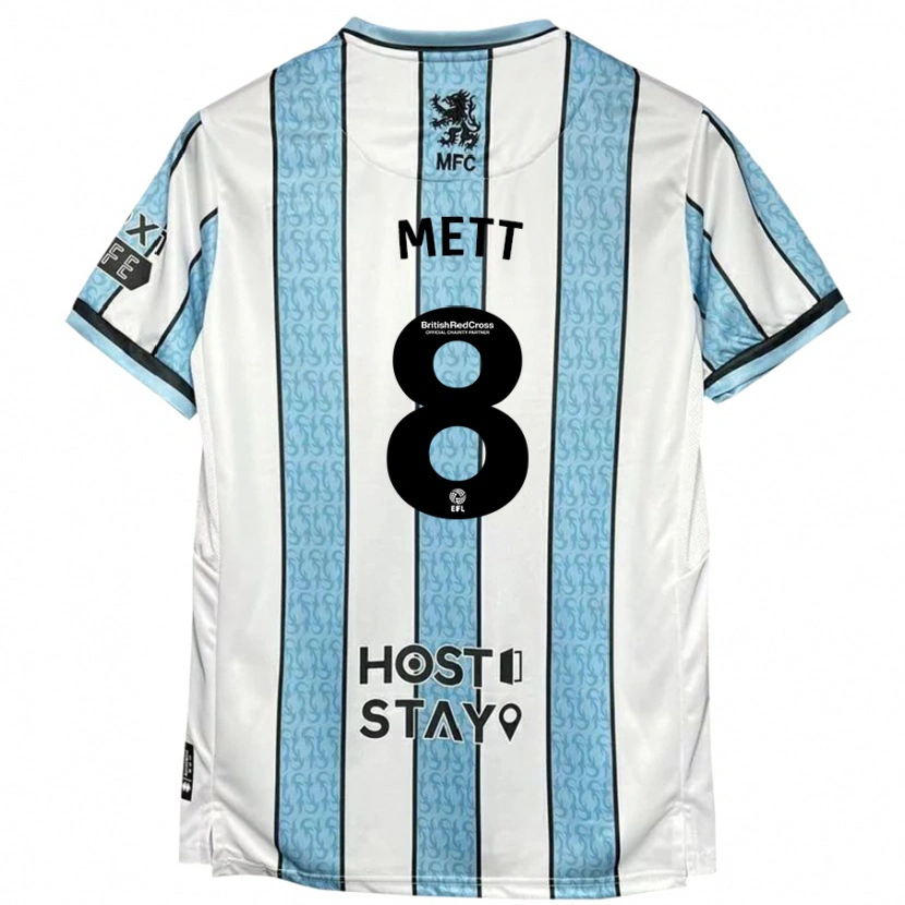 Danxen Dames Jessica Mett #8 Witblauw Uitshirt Uittenue 2024/25 T-Shirt