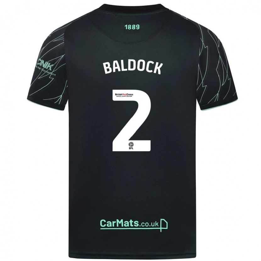 Danxen Dames George Baldock #2 Zwart Groen Uitshirt Uittenue 2024/25 T-Shirt