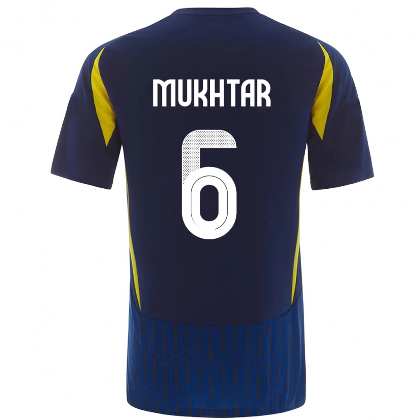 Danxen Dames Mukhtar Ali #6 Blauw Geel Uitshirt Uittenue 2024/25 T-Shirt