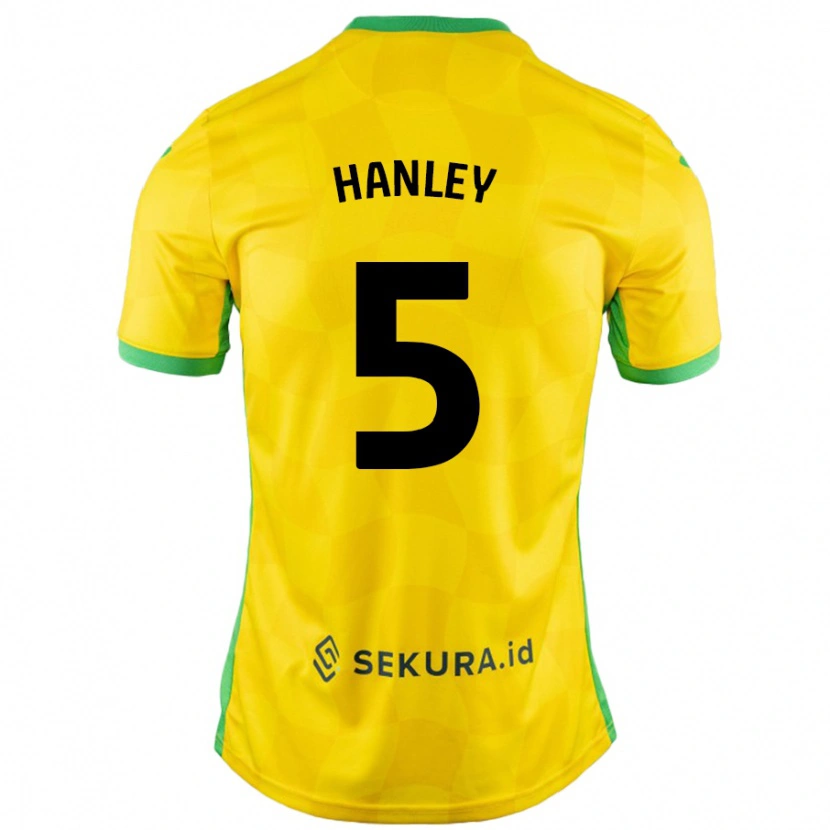 Danxen Kinderen Grant Hanley #5 Geel Groen Thuisshirt Thuistenue 2024/25 T-Shirt