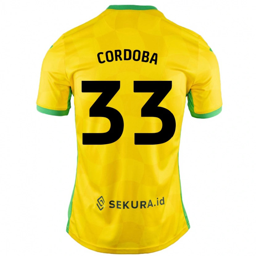 Danxen Kinderen José Córdoba #33 Geel Groen Thuisshirt Thuistenue 2024/25 T-Shirt