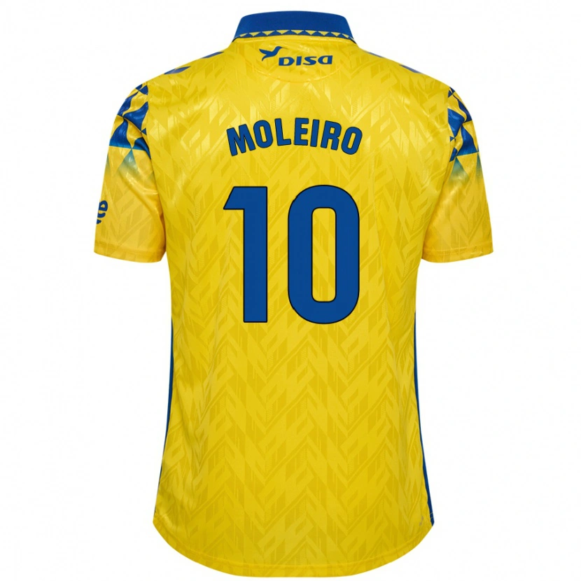 Danxen Kinderen Alberto Moleiro #10 Geel Blauw Thuisshirt Thuistenue 2024/25 T-Shirt