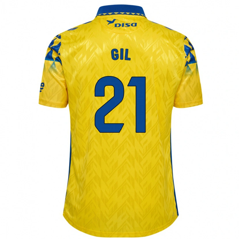 Danxen Kinderen Iván Gil #21 Geel Blauw Thuisshirt Thuistenue 2024/25 T-Shirt