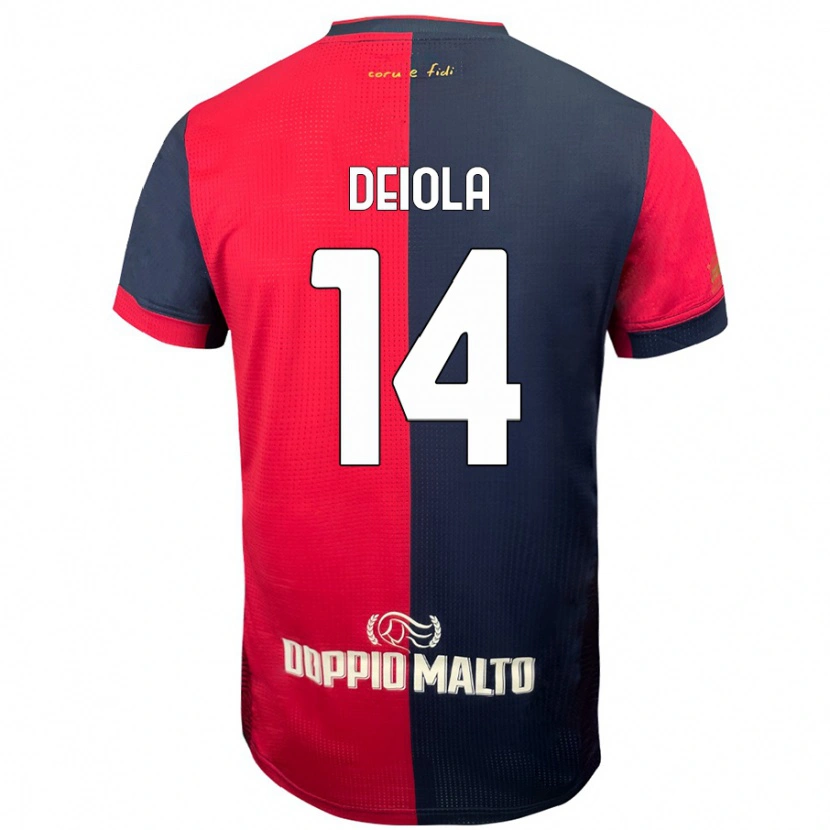 Danxen Kinderen Alessandro Deiola #14 Rood Donkerder Blauw Thuisshirt Thuistenue 2024/25 T-Shirt