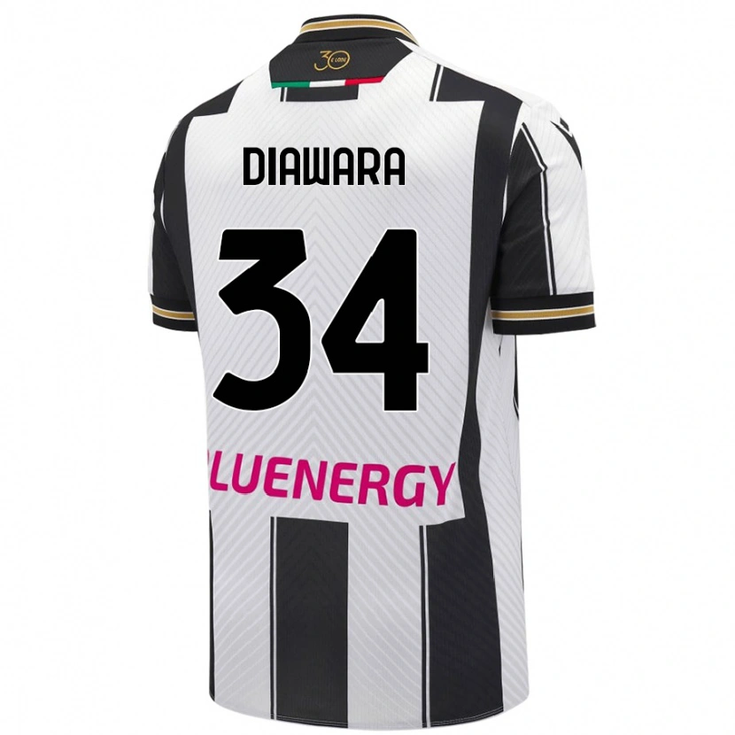 Danxen Kinderen Sekou Diawara #34 Wit Zwart Thuisshirt Thuistenue 2024/25 T-Shirt