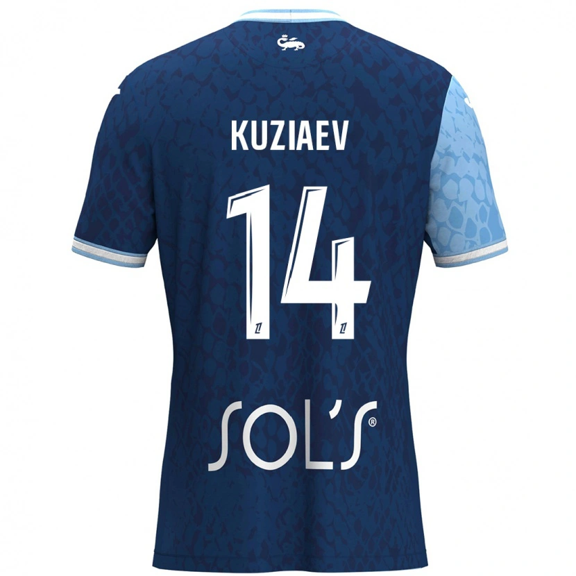 Danxen Kinderen Daler Kuzyaev #14 Hemelsblauw Donkerblauw Thuisshirt Thuistenue 2024/25 T-Shirt