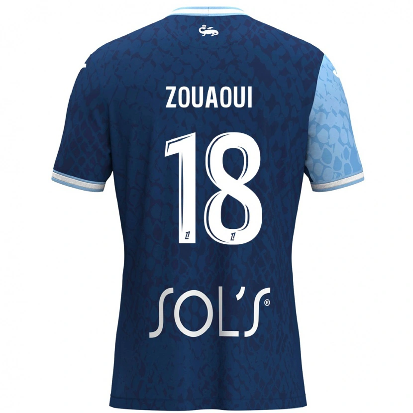 Danxen Kinderen Yanis Zouaoui #18 Hemelsblauw Donkerblauw Thuisshirt Thuistenue 2024/25 T-Shirt