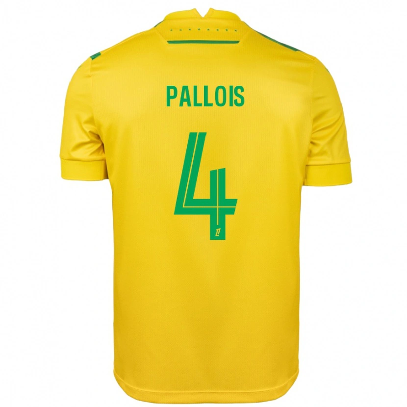 Danxen Kinderen Nicolas Pallois #4 Geel Groen Thuisshirt Thuistenue 2024/25 T-Shirt