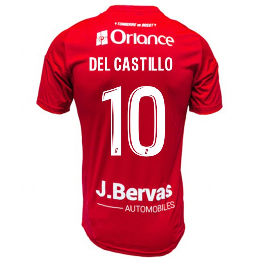 Danxen Kinderen Romain Del Castillo #10 Rood Wit Thuisshirt Thuistenue 2024/25 T-Shirt