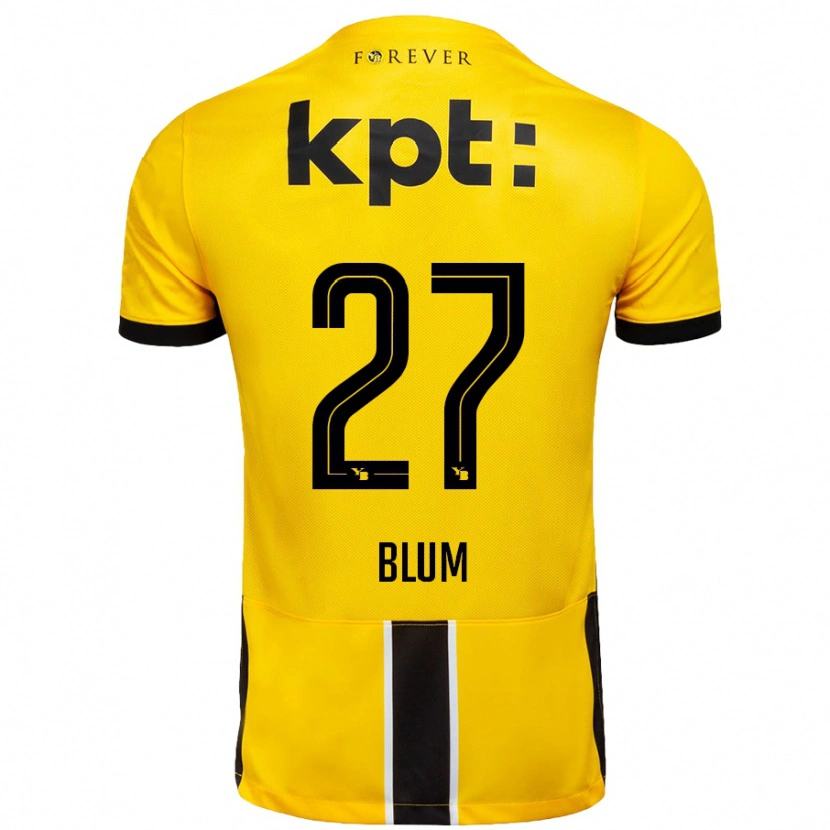 Danxen Kinderen Lewin Blum #27 Geel Zwart Thuisshirt Thuistenue 2024/25 T-Shirt