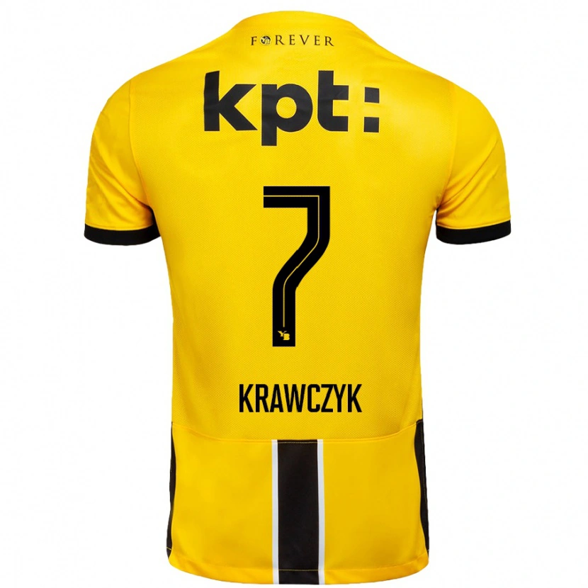 Danxen Kinderen Caroline Krawczyk #7 Geel Zwart Thuisshirt Thuistenue 2024/25 T-Shirt
