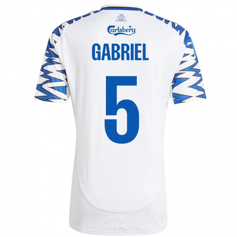 Danxen Kinderen Gabriel Pereira #5 Wit Hemelsblauw Thuisshirt Thuistenue 2024/25 T-Shirt