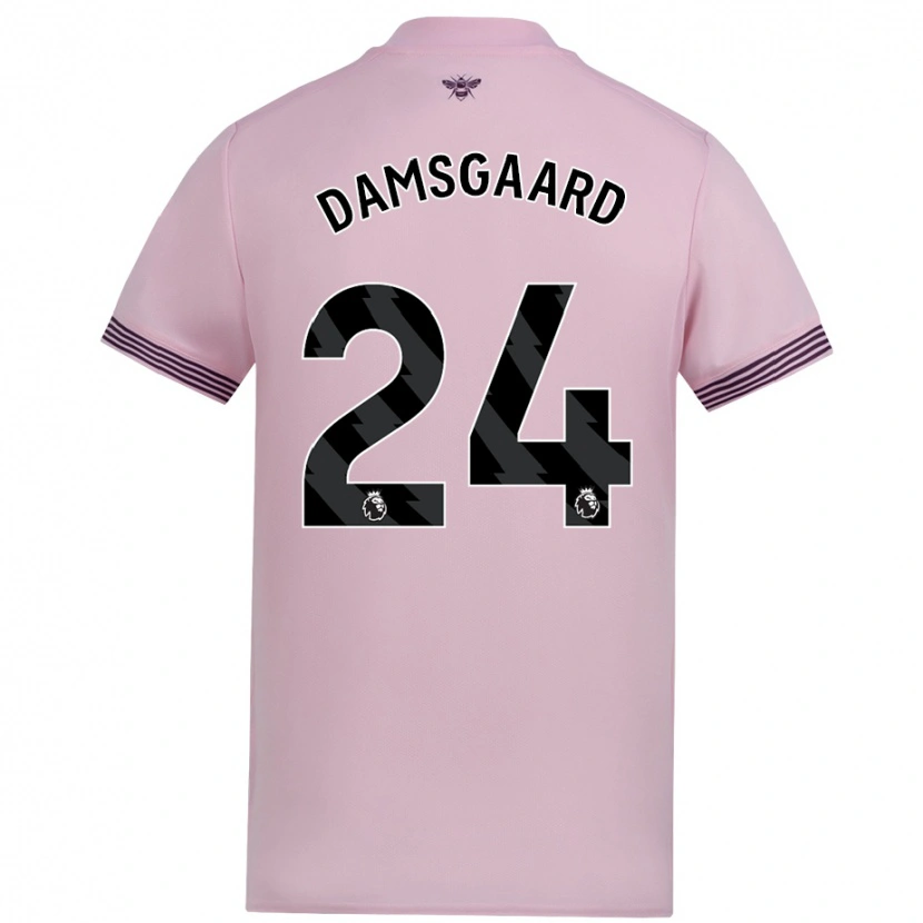 Danxen Kinderen Mikkel Damsgaard #24 Roze Uitshirt Uittenue 2024/25 T-Shirt