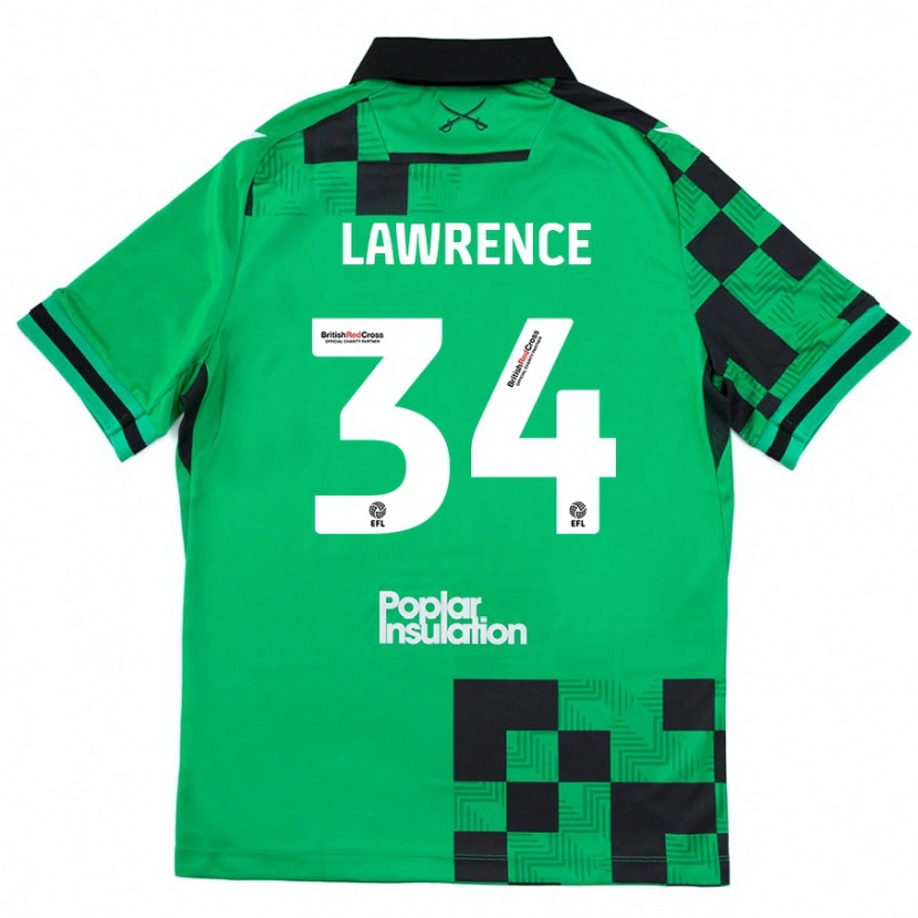 Danxen Kinderen Jerry Lawrence #34 Groen Zwart Uitshirt Uittenue 2024/25 T-Shirt