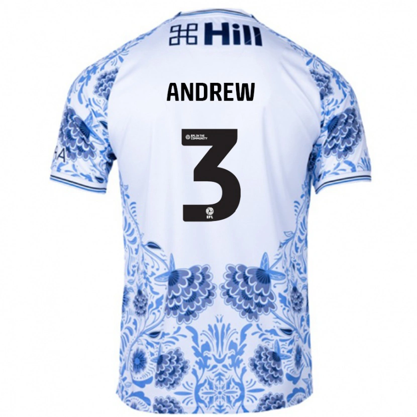 Danxen Kinderen Danny Andrew #3 Wit Blauw Uitshirt Uittenue 2024/25 T-Shirt