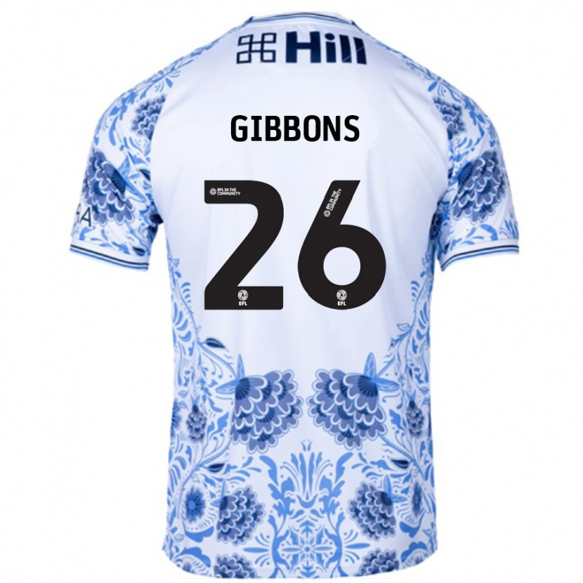 Danxen Kinderen James Gibbons #26 Wit Blauw Uitshirt Uittenue 2024/25 T-Shirt
