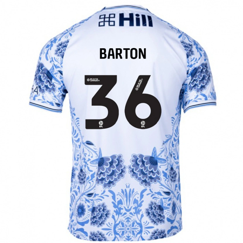 Danxen Kinderen Dan Barton #36 Wit Blauw Uitshirt Uittenue 2024/25 T-Shirt