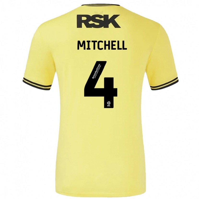 Danxen Kinderen Alex Mitchell #4 Geel Zwart Uitshirt Uittenue 2024/25 T-Shirt