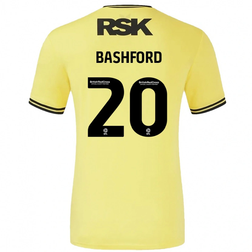 Danxen Kinderen Mary Bashford #20 Geel Zwart Uitshirt Uittenue 2024/25 T-Shirt