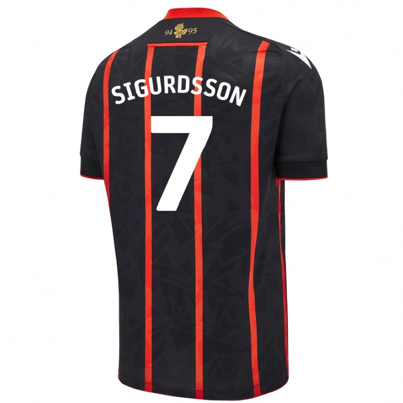 Danxen Kinderen Arnór Sigurdsson #7 Zwart Rood Uitshirt Uittenue 2024/25 T-Shirt