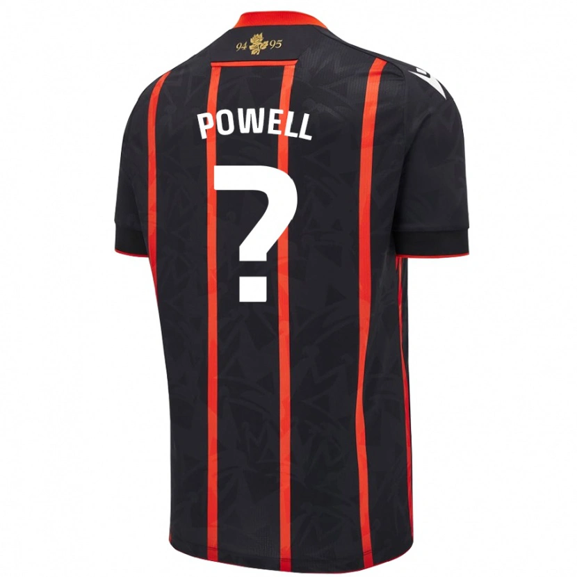 Danxen Kinderen Brandon Powell #0 Zwart Rood Uitshirt Uittenue 2024/25 T-Shirt