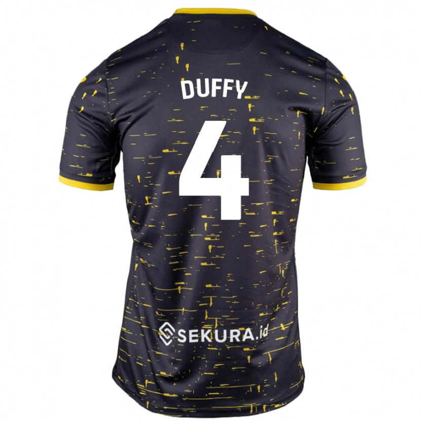 Danxen Kinderen Shane Duffy #4 Zwart Geel Uitshirt Uittenue 2024/25 T-Shirt