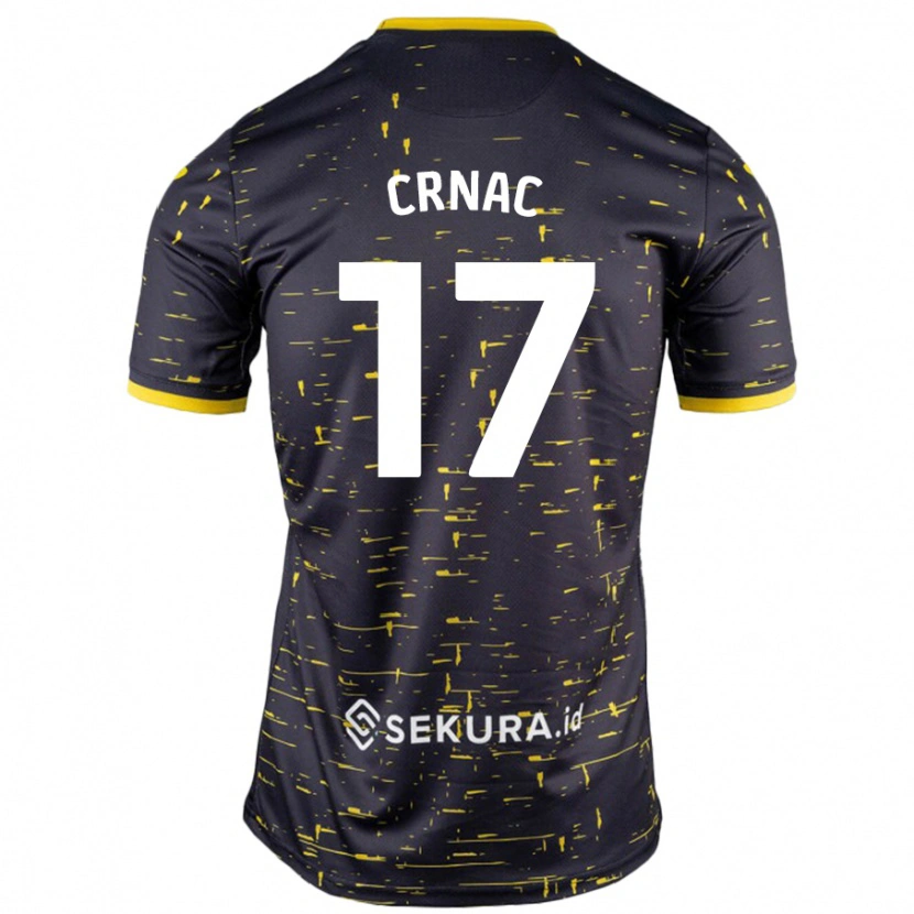 Danxen Kinderen Ante Crnac #17 Zwart Geel Uitshirt Uittenue 2024/25 T-Shirt