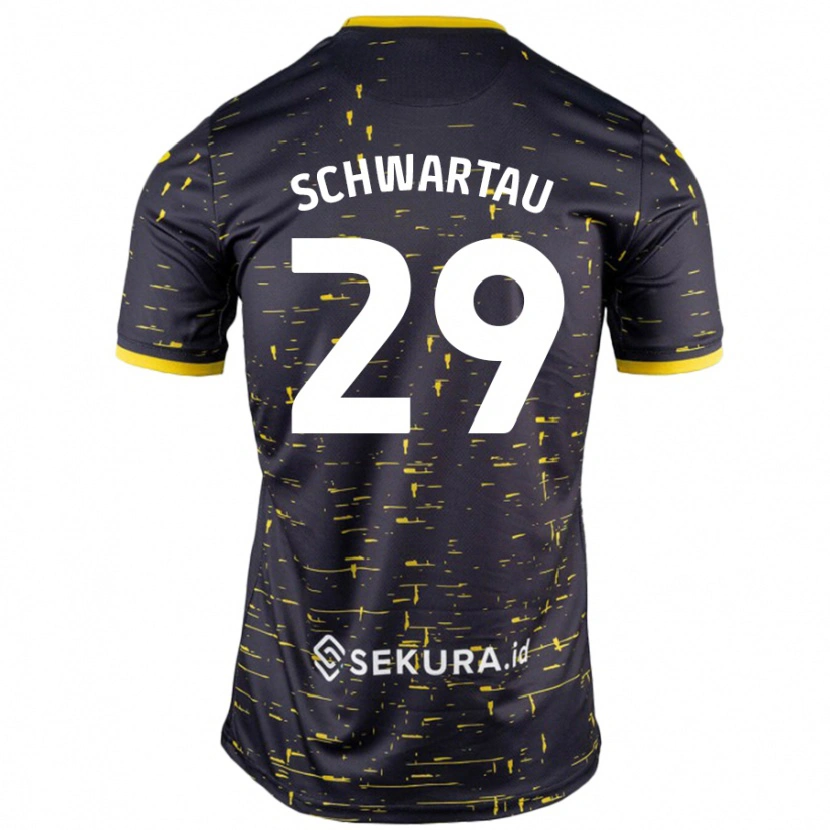 Danxen Kinderen Oscar Schwartau #29 Zwart Geel Uitshirt Uittenue 2024/25 T-Shirt