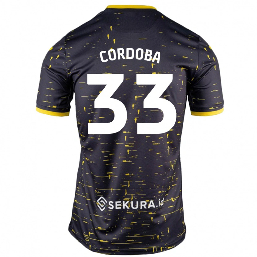 Danxen Kinderen José Córdoba #33 Zwart Geel Uitshirt Uittenue 2024/25 T-Shirt